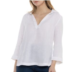 White V-Neck Women's Top